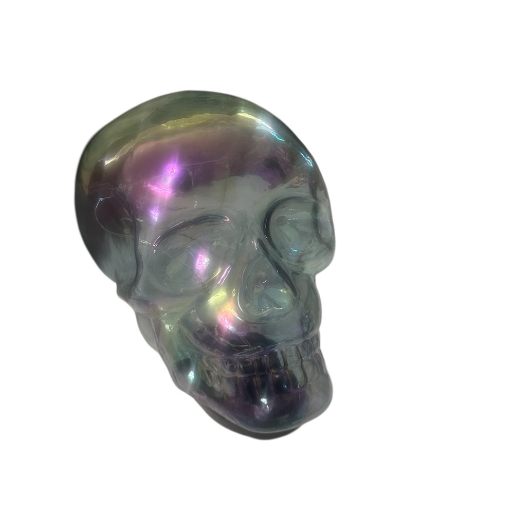Barnes & Noble Purple Green Skull Light Glass Irridescent Accents Halloween